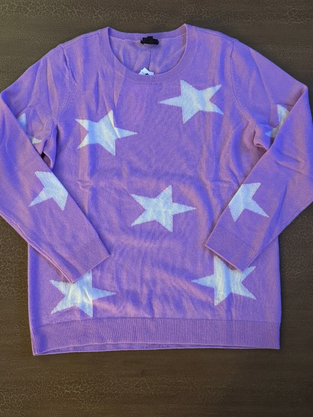 NWT Talbots 100% Pure Cashmere Sweater - Lilac with White Stars - Plus Size XL